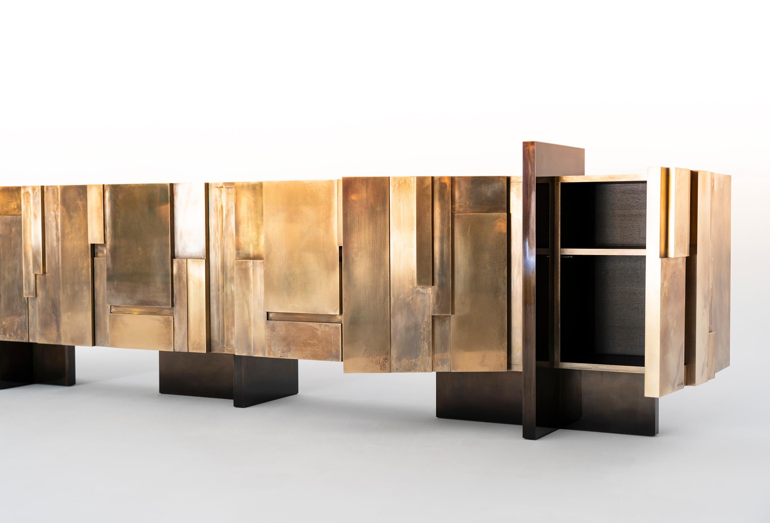 Modern MUR, 21st Century Unique Contemporary Brass Large Freestanding Sideboard For Sale