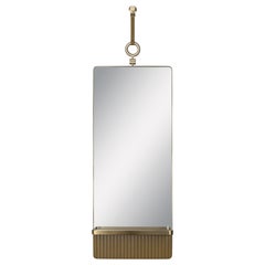 Mura Mirror in Leather and Brushed Brass by Madheke