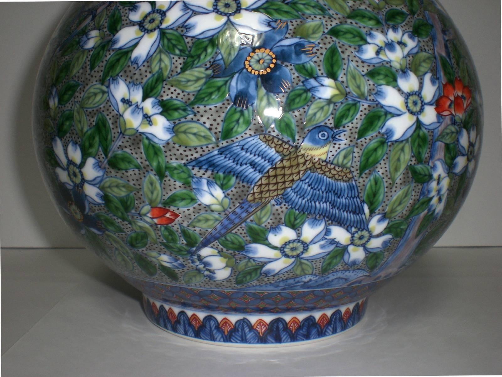 Hand-Painted Murakami Genki, Japanese Porcelain Vase, circa 2005