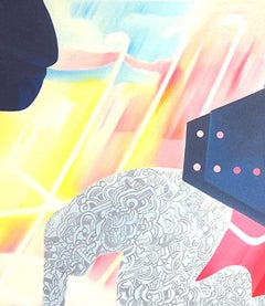 Oil Painting, Canvas, Yellow, Blue, Red, White color by Indian Artist "In Stock"