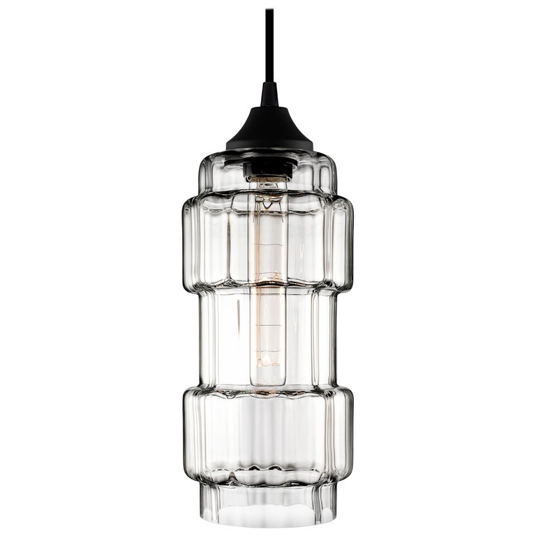 Muralla Crystal Optique Handblown Modern Glass Pendant Light, Made in the  USA For Sale at 1stDibs
