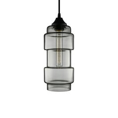 Muralla Gray Handblown Modern Glass Pendant Light, Made in the USA