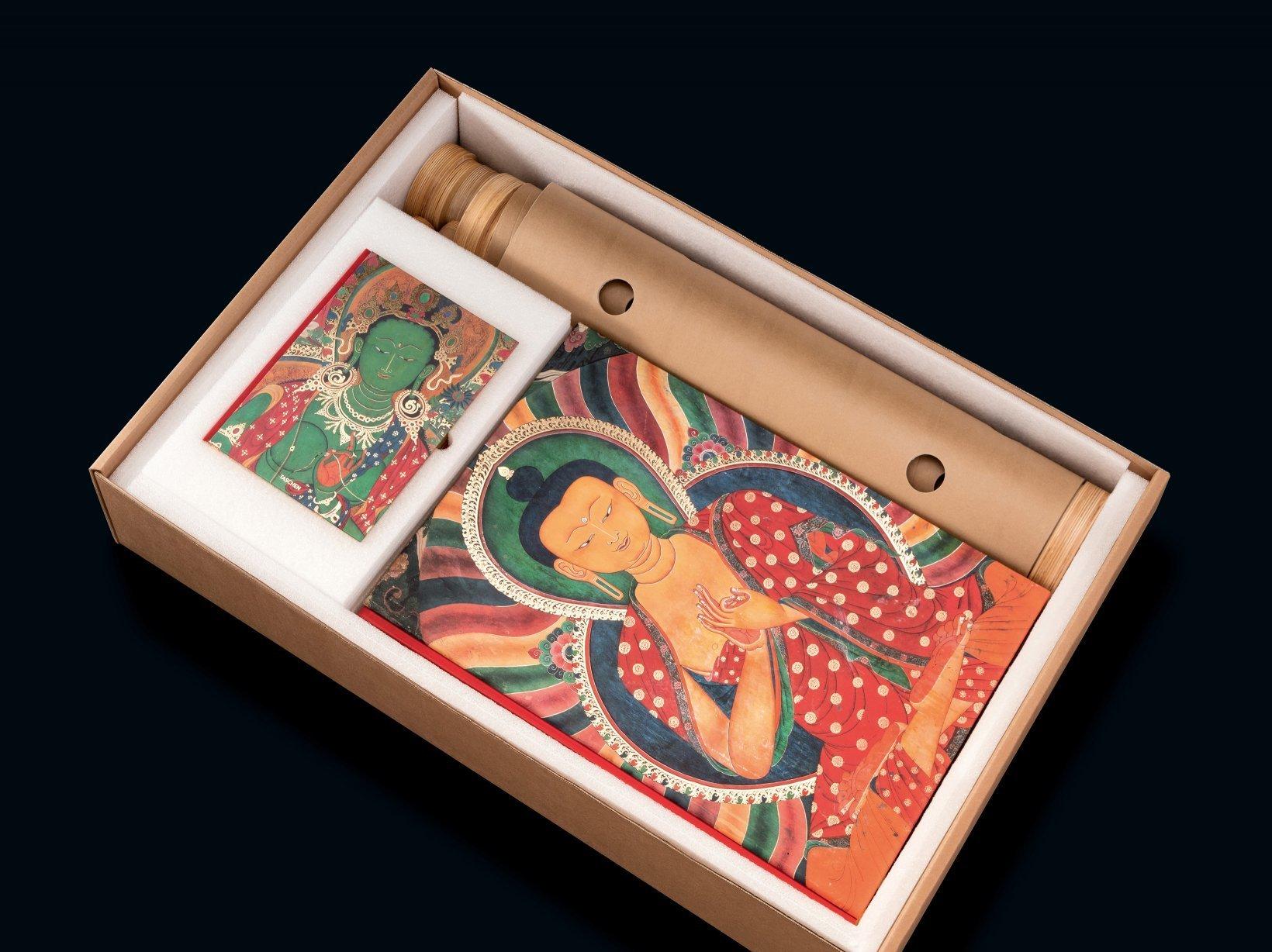 Tibetan Murals of Tibet. Limited, signed by HH The Dalai Lama with Shigeru Ban bookstand For Sale