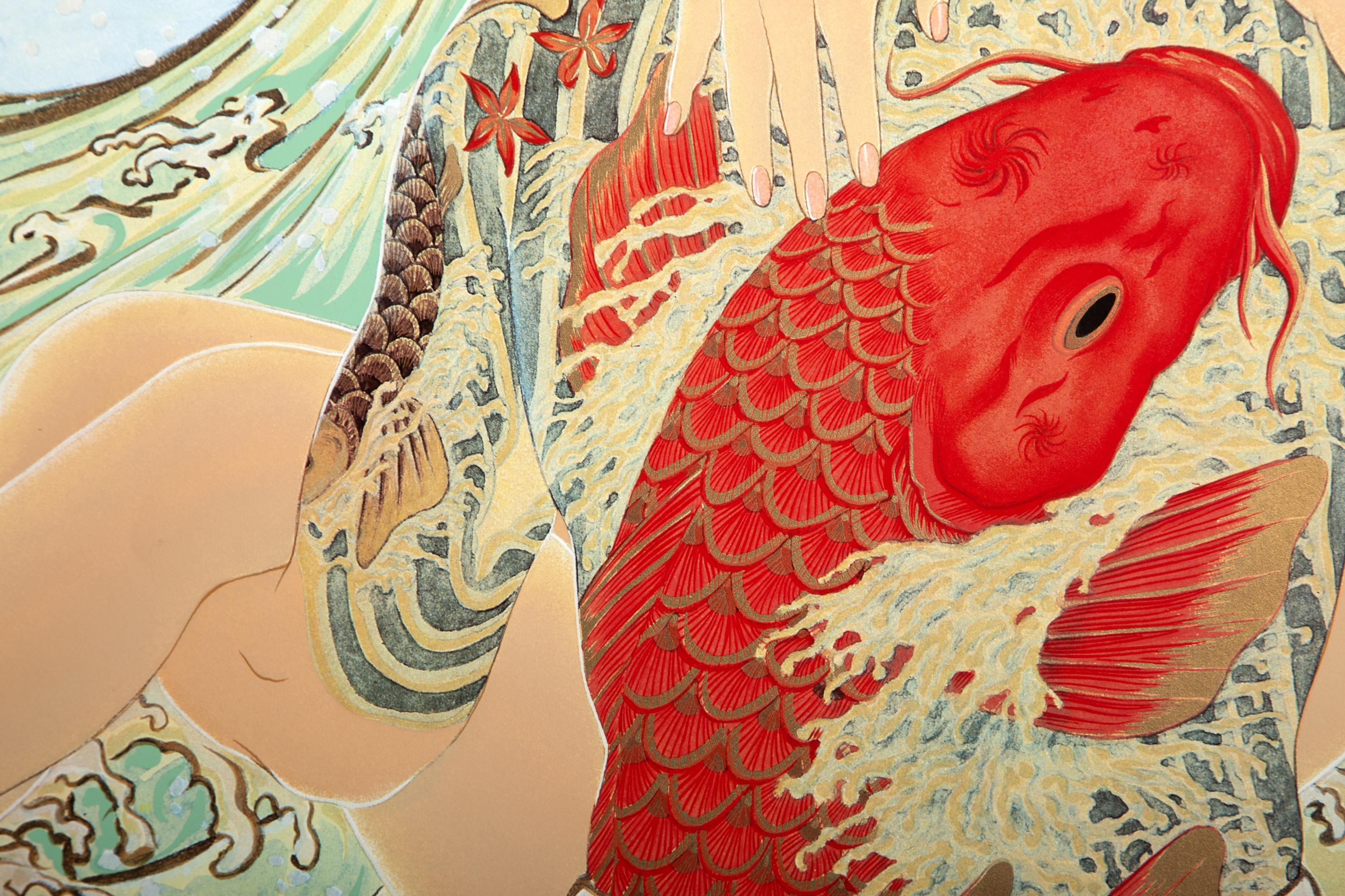 Marea alta, serigrafía Art Decó de Muramasa Kudo en venta 2