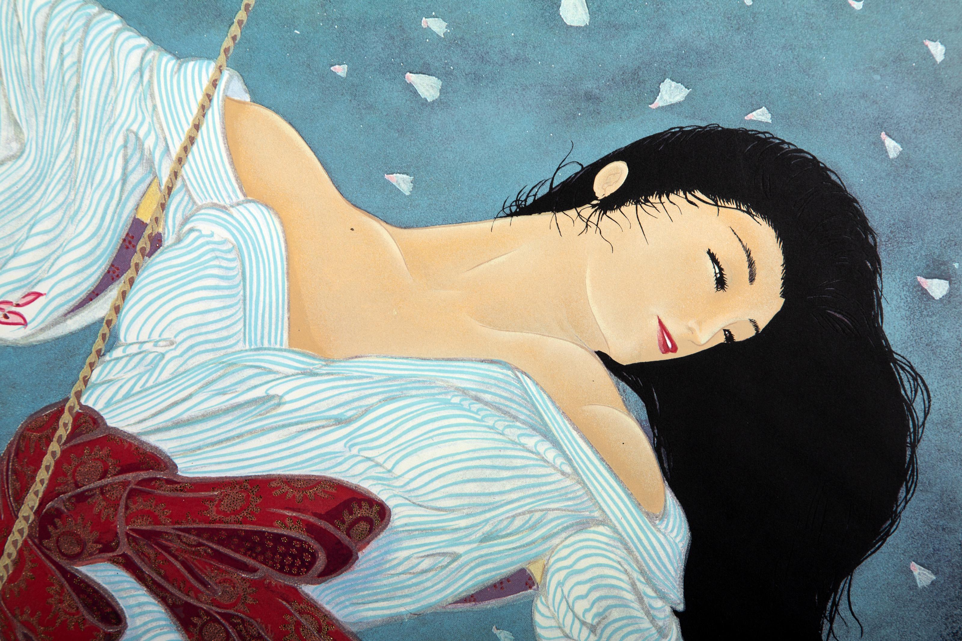 El Columpio, Serigrafía Art Decó de Muramasa Kudo en venta 1
