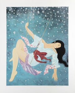 L'altalena, serigrafia Art Deco di Muramasa Kudo