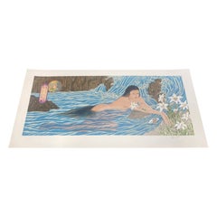 Muramasa Kudo Signed Limited Edition Japanese Serigraph Print Lilies in Stream