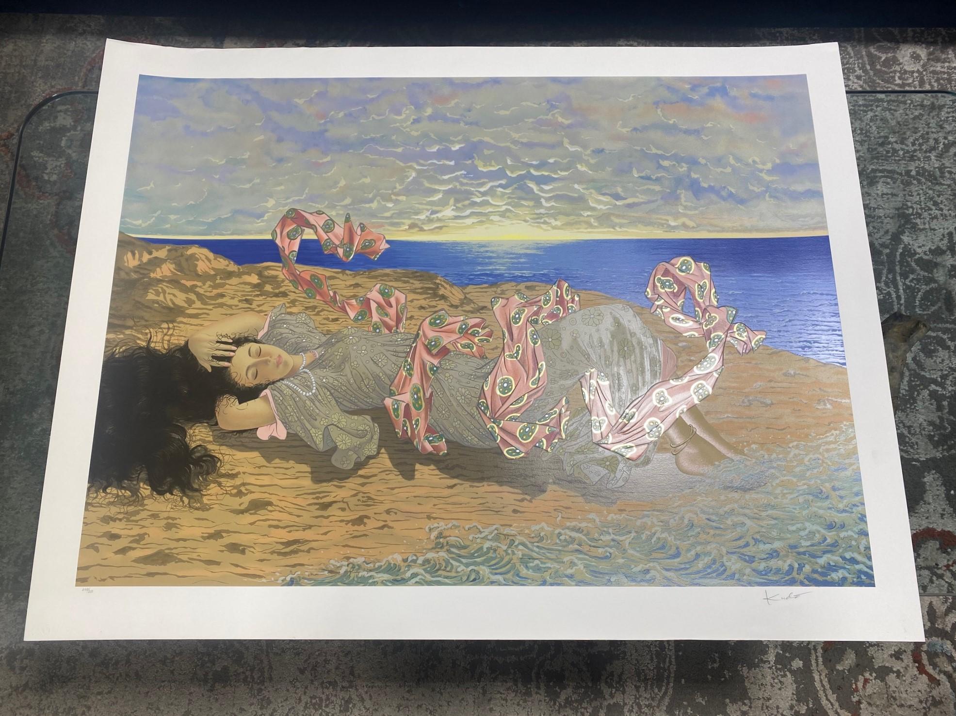 Muramasa Kudo Signed Limited Edition Japanese Serigraph Print Ocean Breeze For Sale 9