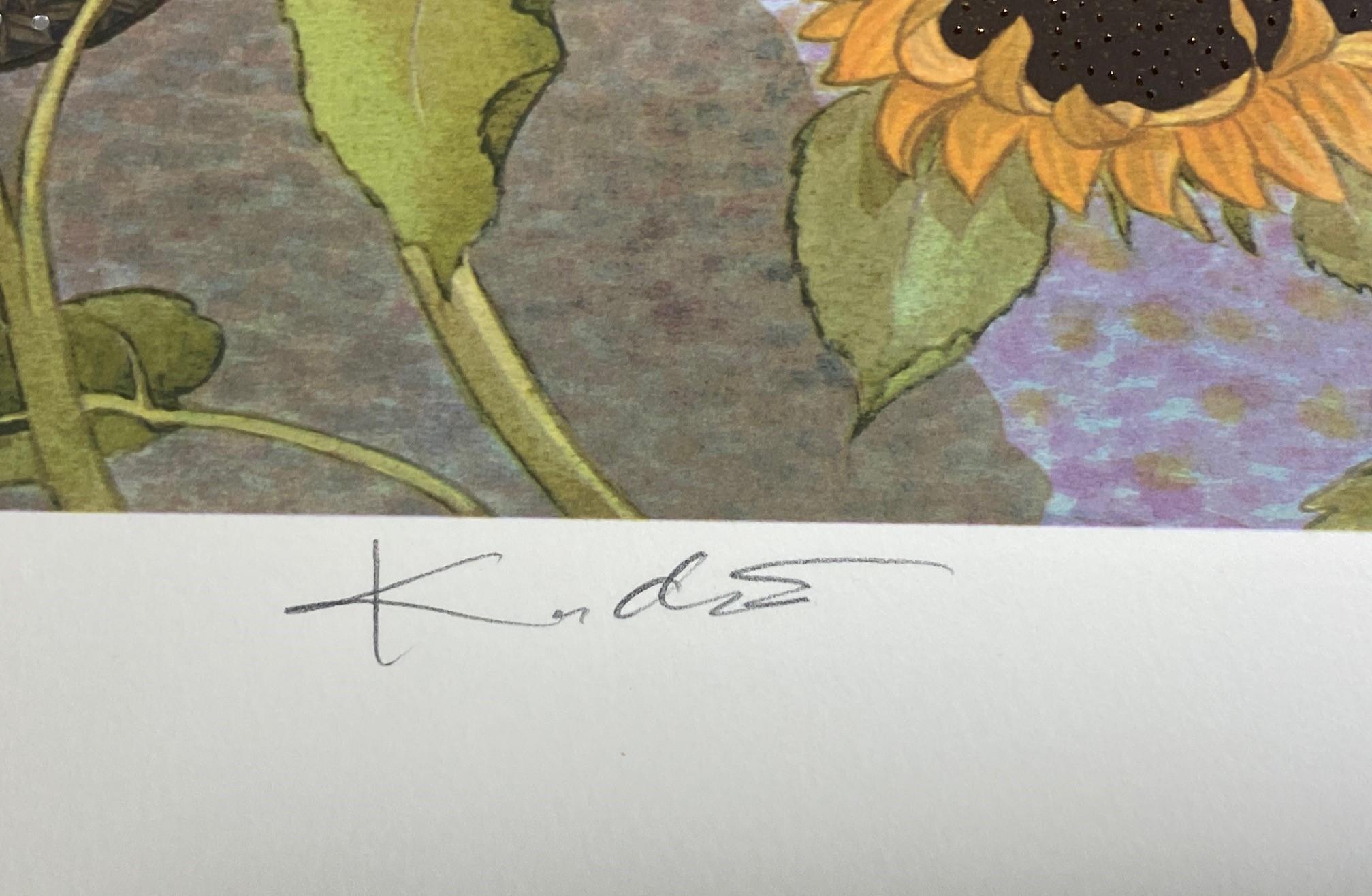 Muramasa Kudo Signed Limited Edition Japanese Serigraph Print Sunflowers For Sale 5