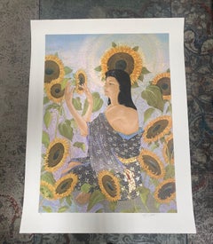 Muramasa Kudo Signed Limited Edition Japanese Serigraph Print Sunflowers