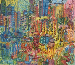 In The City Compound - Gemälde, Acryl auf Leinwand