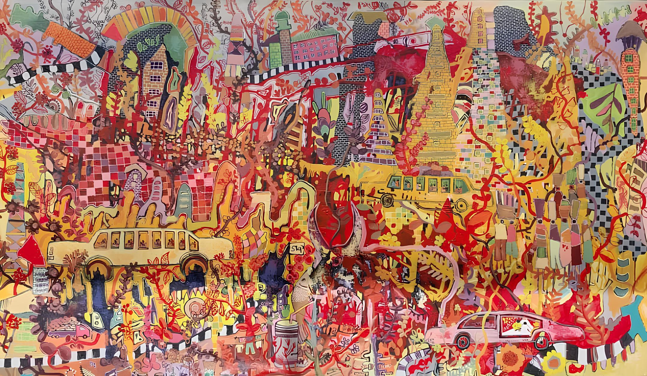 Licht in der Gartenstadt - Gemälde, Acryl auf Leinwand