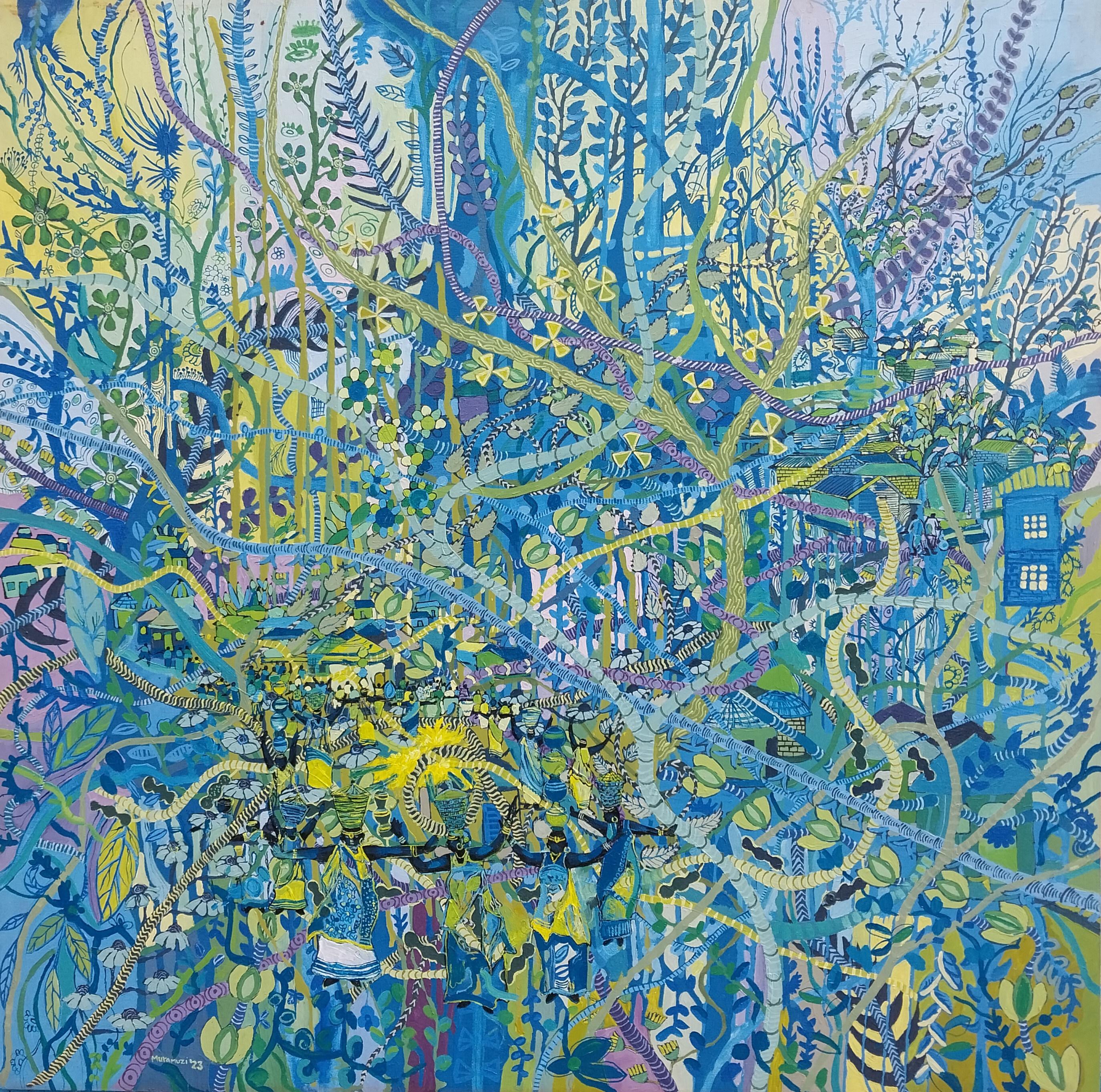 Der Tanz im Dorf - Gemälde, Acryl auf Leinwand