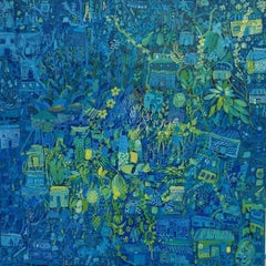 Dorf im Wald II - Gemälde, Acryl auf Leinwand