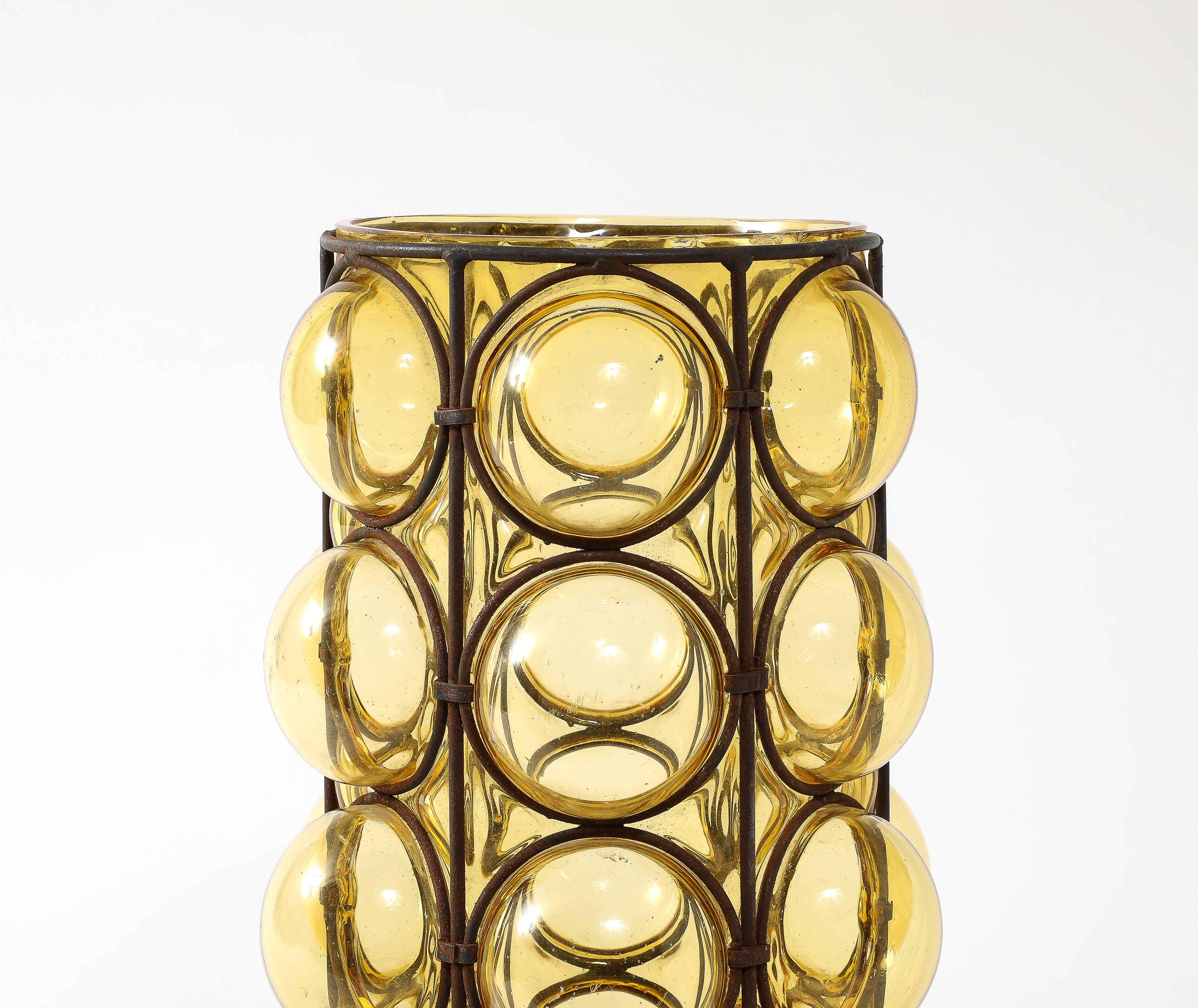 Muranese Yellow Gold Glass Umbrella Stand, Italy 1960’s For Sale 9