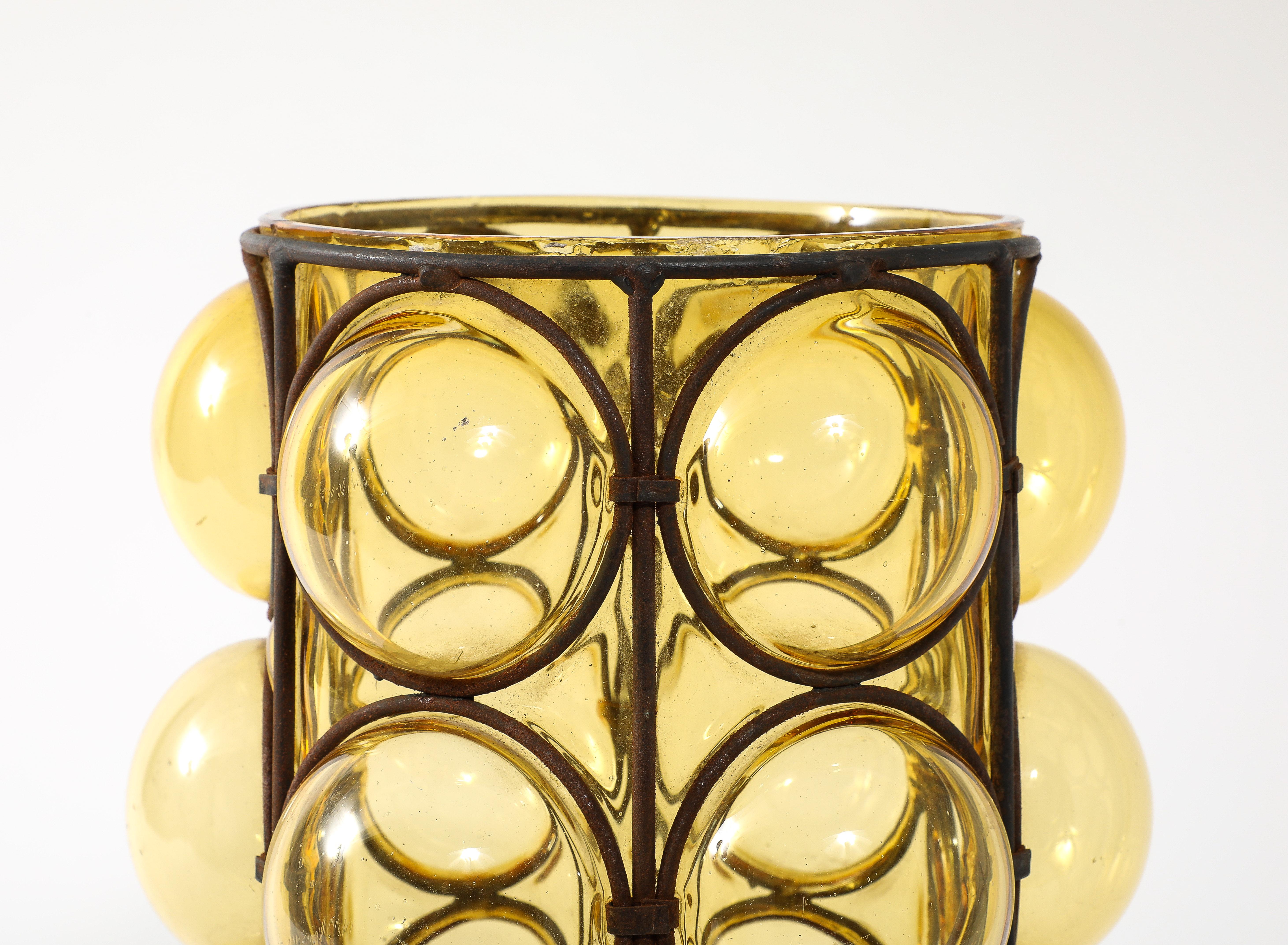 Mid-Century Modern Stand d'Umbrella en verre or jaune de Murano, Italie, années 1960 en vente