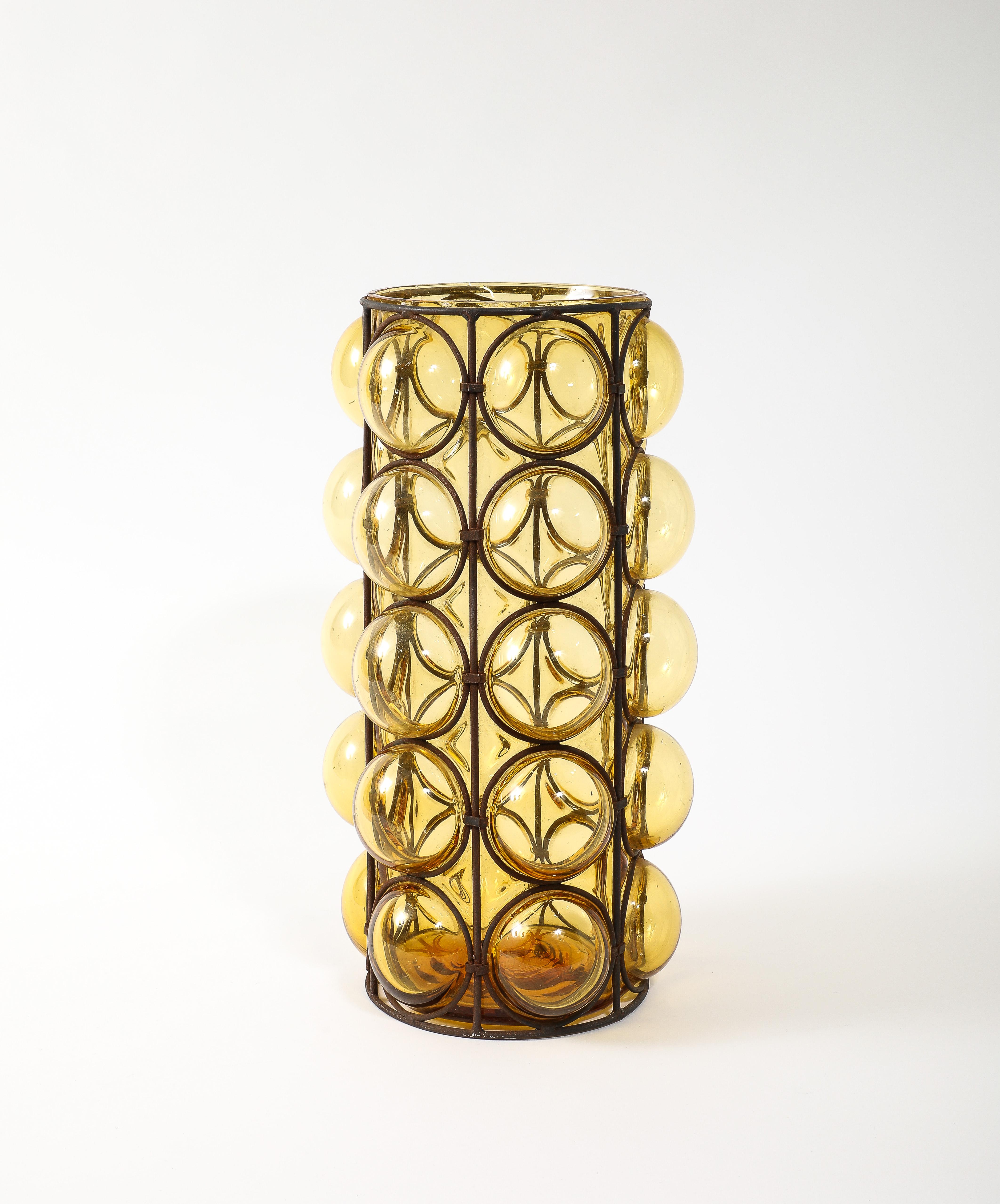 Italian Muranese Yellow Gold Glass Umbrella Stand, Italy 1960’s For Sale