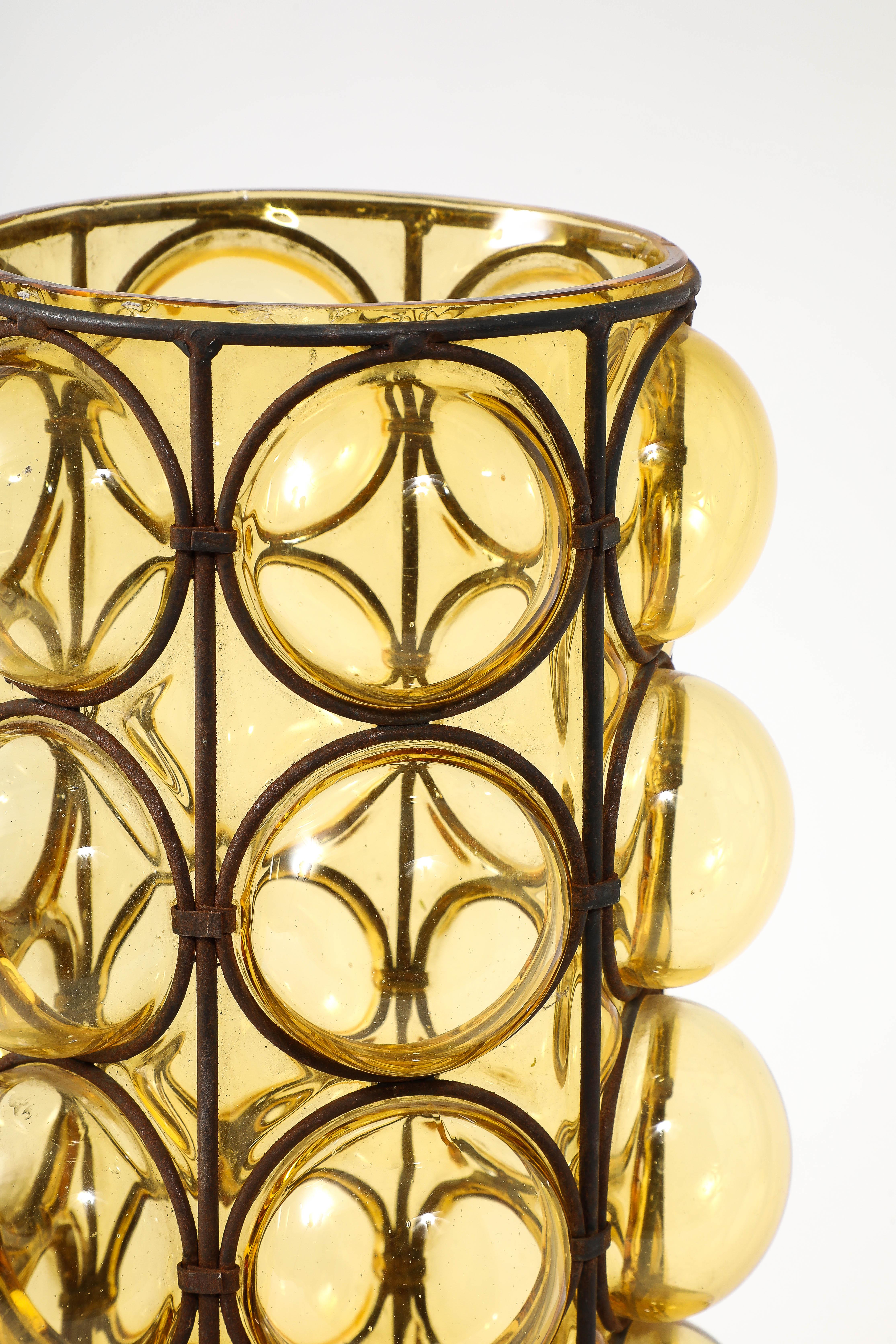 Muranese Yellow Gold Glass Umbrella Stand, Italy 1960’s In Good Condition For Sale In New York, NY