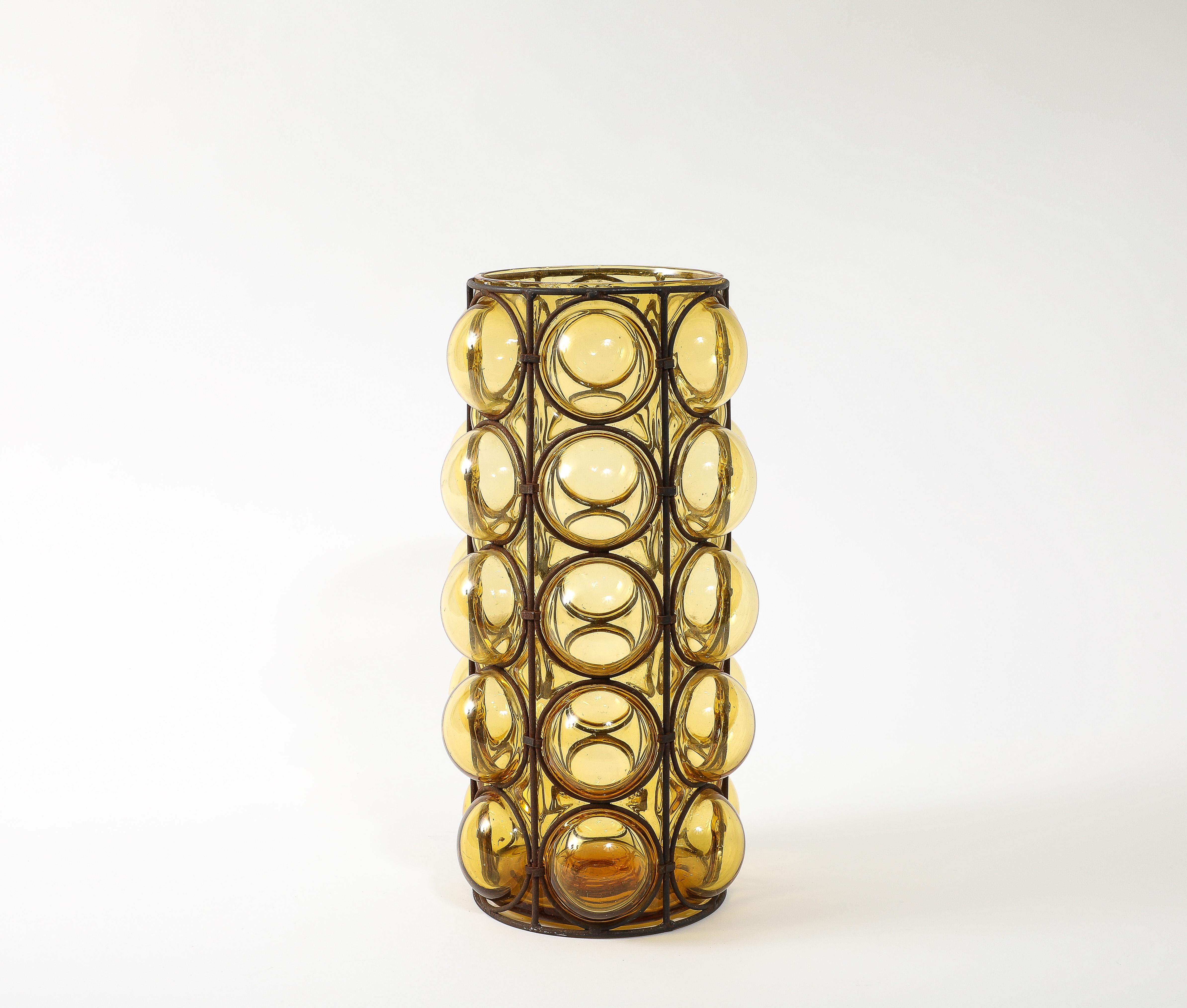 Mid-20th Century Muranese Yellow Gold Glass Umbrella Stand, Italy 1960’s For Sale
