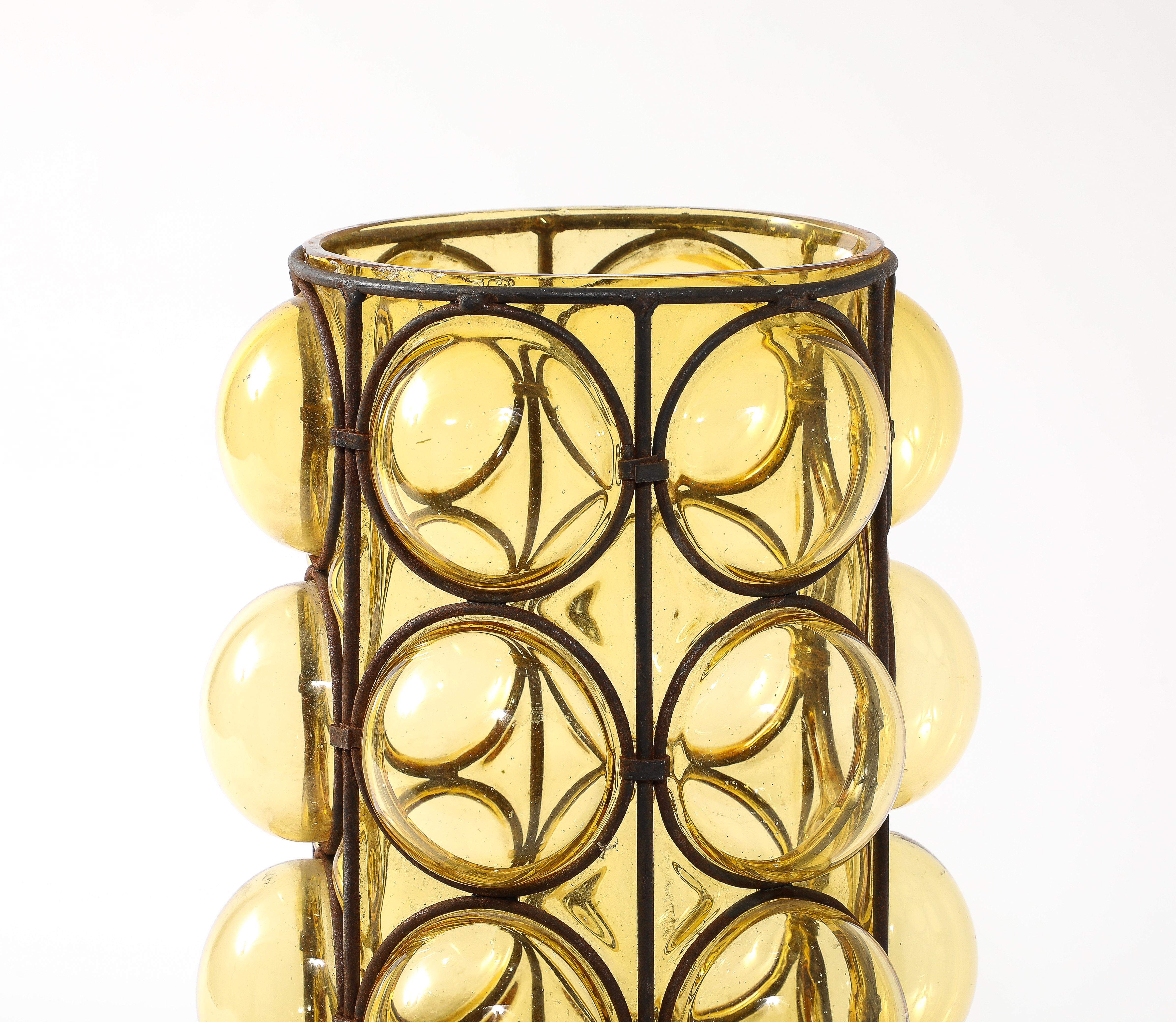 Muranese Yellow Gold Glass Umbrella Stand, Italy 1960’s For Sale 1