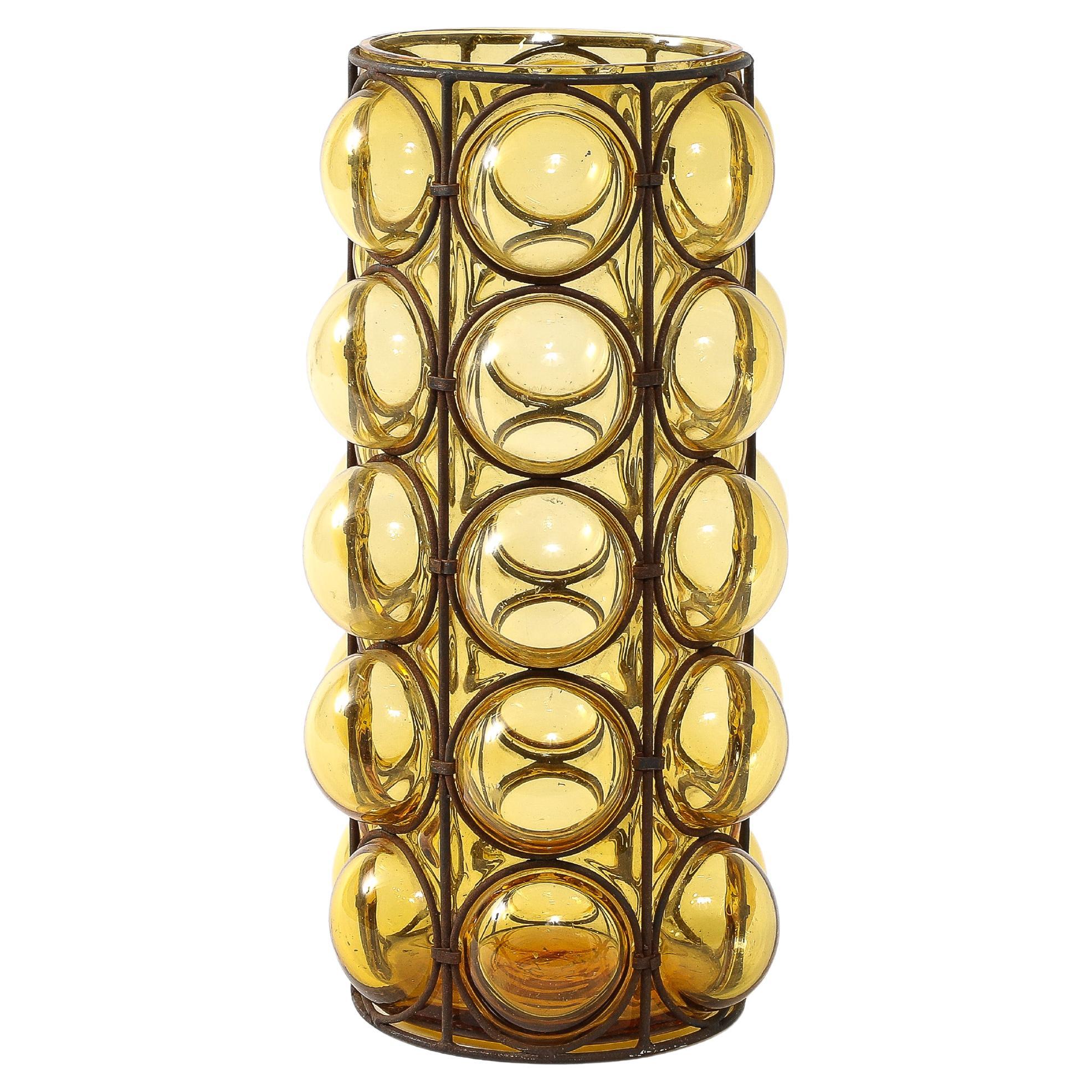 Muranese Yellow Gold Glass Umbrella Stand, Italy 1960’s For Sale