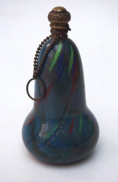Murano 1890s Chatelaine Scent Bottle w/original Metal Cap & Inner Glass Stopper