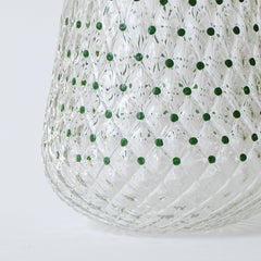 Murano 1960s Blown Glass Table Lamp with Green Enamel Dots.