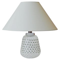 Murano 1960s Blown Glass Table Lamp with Green Enamel Dots.