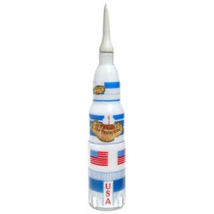 Murano 1968 Apollo Mission Hand Painted Italian Art Glass Rocket Liquor Decanter