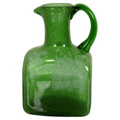 1970s Green Bubble Glass Pitcher by Lavorazione Arte Murano
