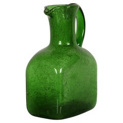 Murano 1970er Jahre elegante mundgeblasene Glas Krug grün Blase Glas - eine gute Stimmung JAR