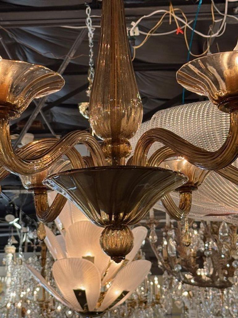 Late 20th Century Murano 6-Light Chandelier For Sale