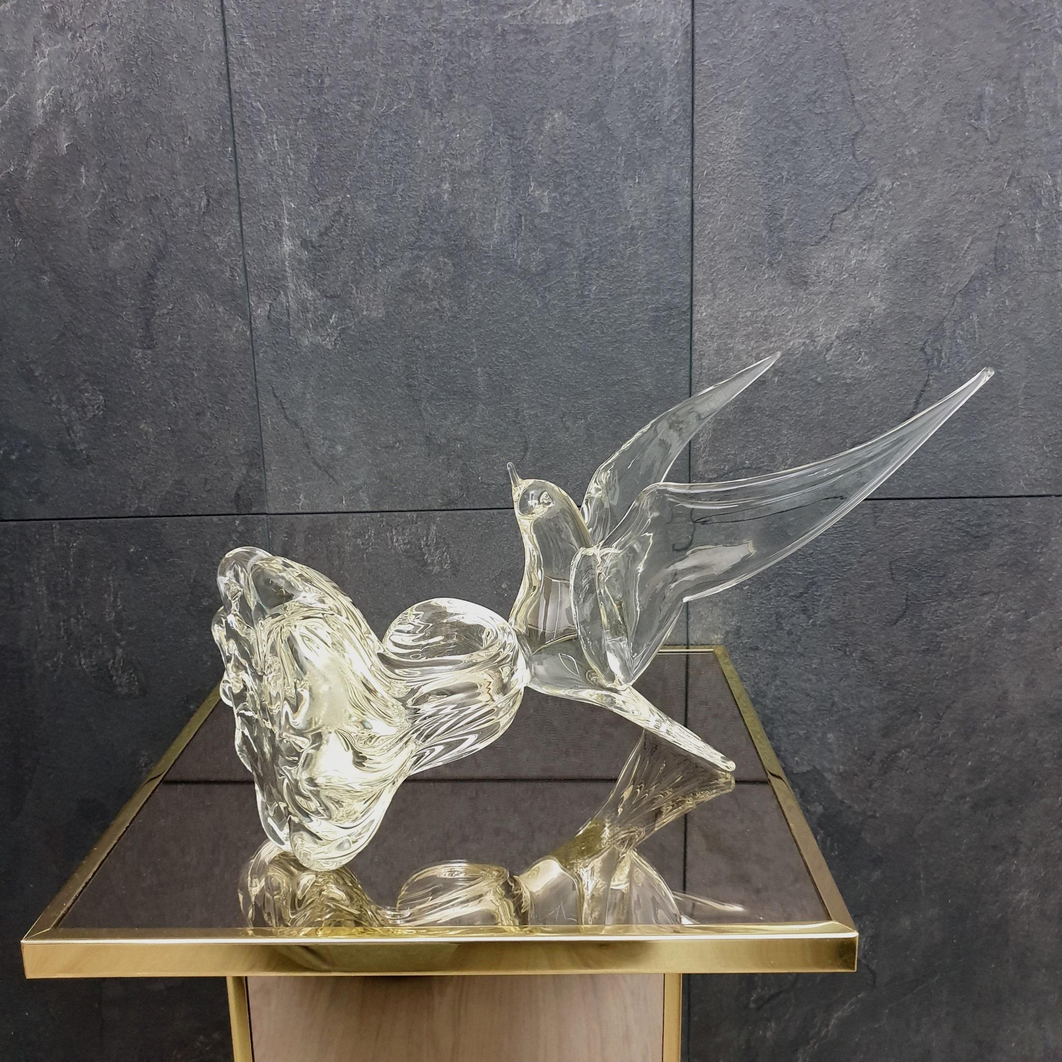 Murano Abstract Glass Bird Seagull Table Sculpture by Murano, 1970s For Sale 5