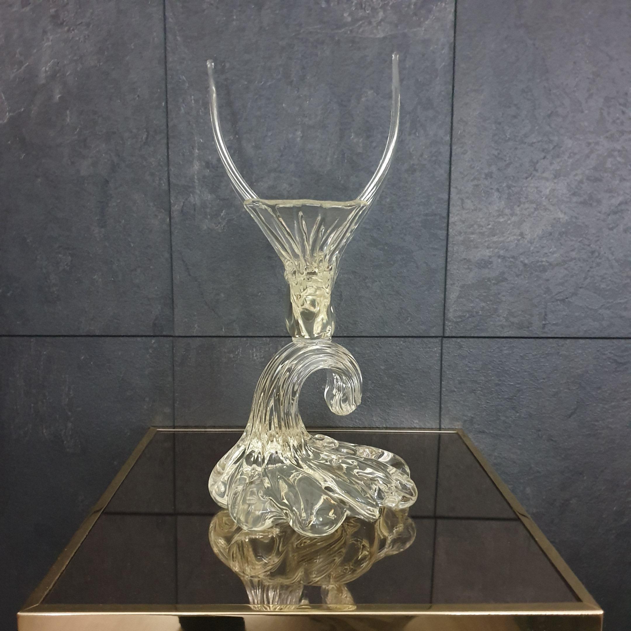 Italian Murano Abstract Glass Bird Seagull Table Sculpture by Murano, 1970s For Sale
