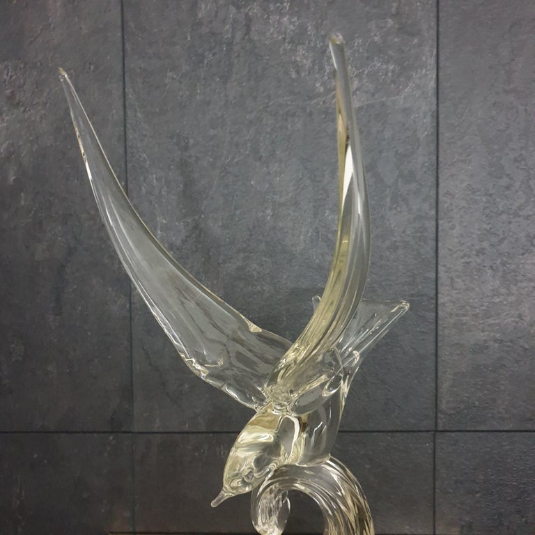 Murano Abstract Glass Bird Seagull Table Sculpture by Murano, 1970s For