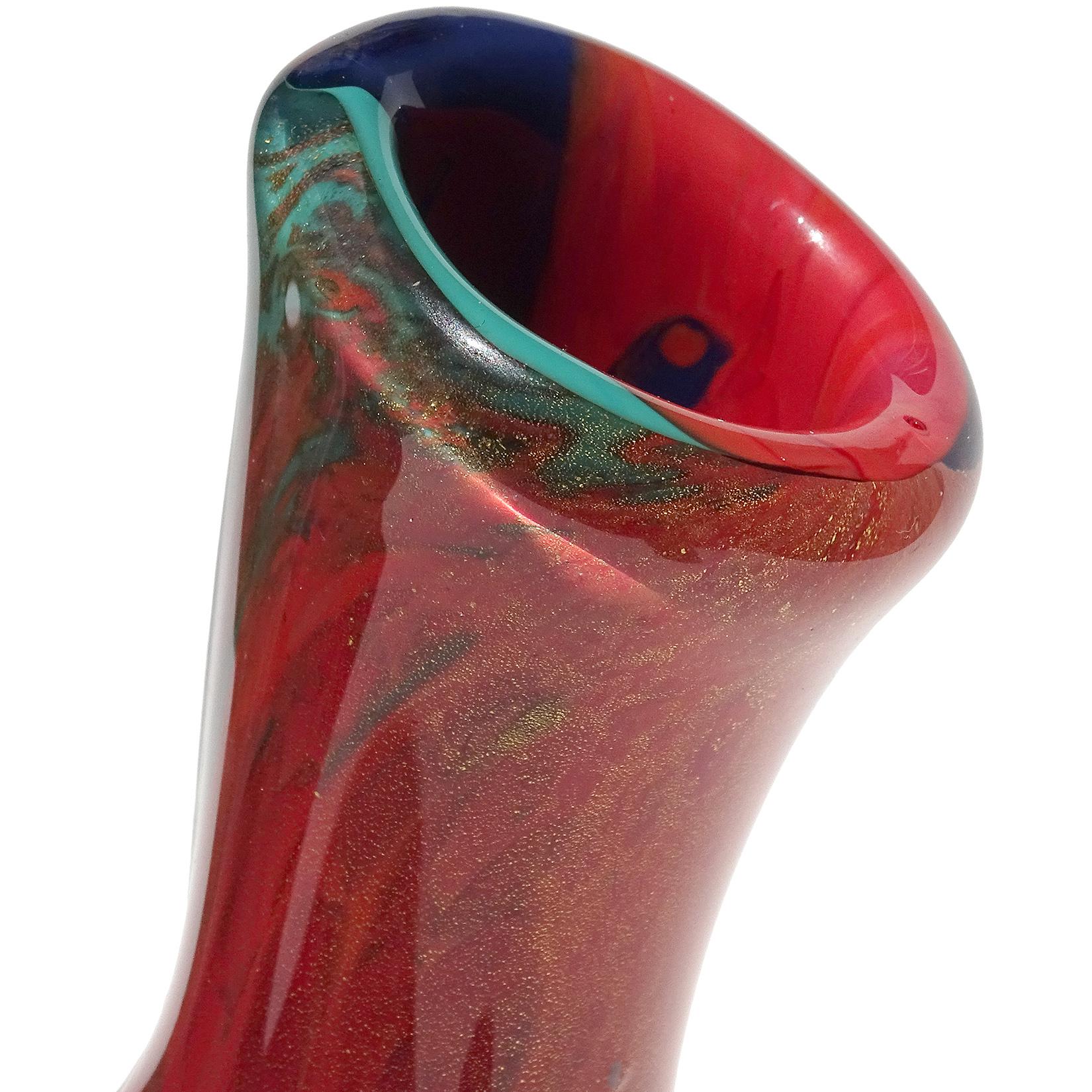 Vaso da fiori in vetro artistico di Murano, astratto, pittorico e orientale, a macchie d'oro In condizioni buone in vendita a Kissimmee, FL