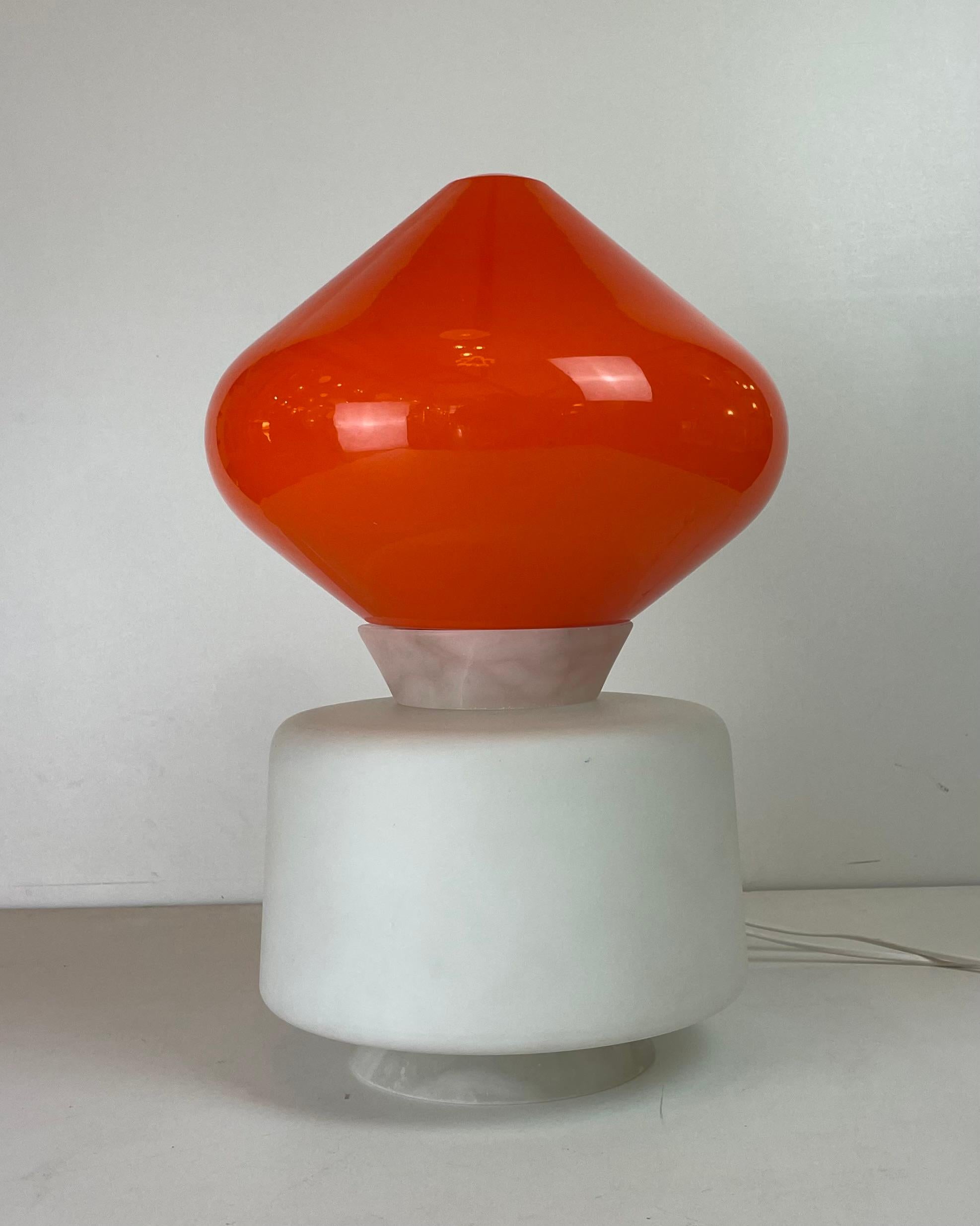 Murano & Alabaster Tischlampe im Stil von C. Nason, 1960er Jahre 6