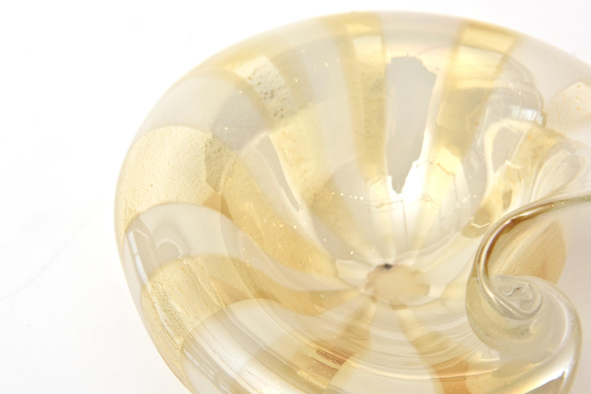Mid-Century Modern Alfredo Barbini Murano Glass Pinwheel Aventurine Bowl Vintage
