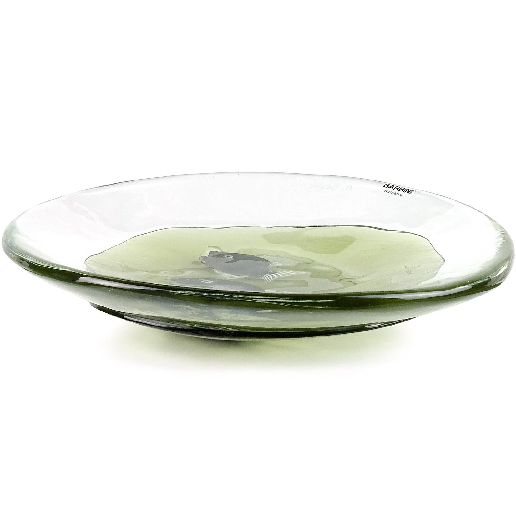 Murano Alfredo Barbini signiert schillernden Fisch italienische Kunst Glas Display Schüssel (Handgefertigt) im Angebot