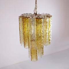 Murano Amber and Clear Tronchi Chandelier Venini
