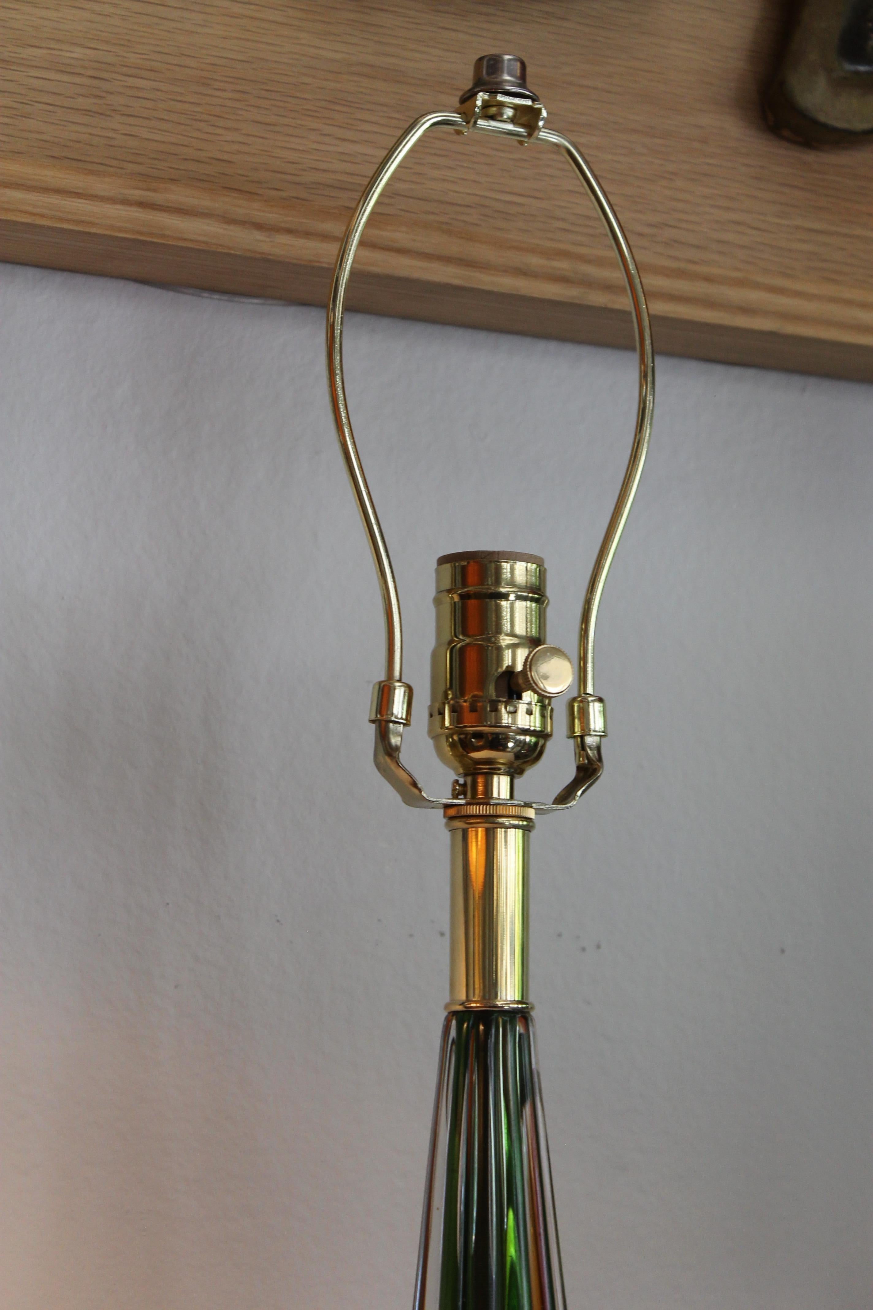 Murano Amber and Green Glass Lamp  For Sale 1