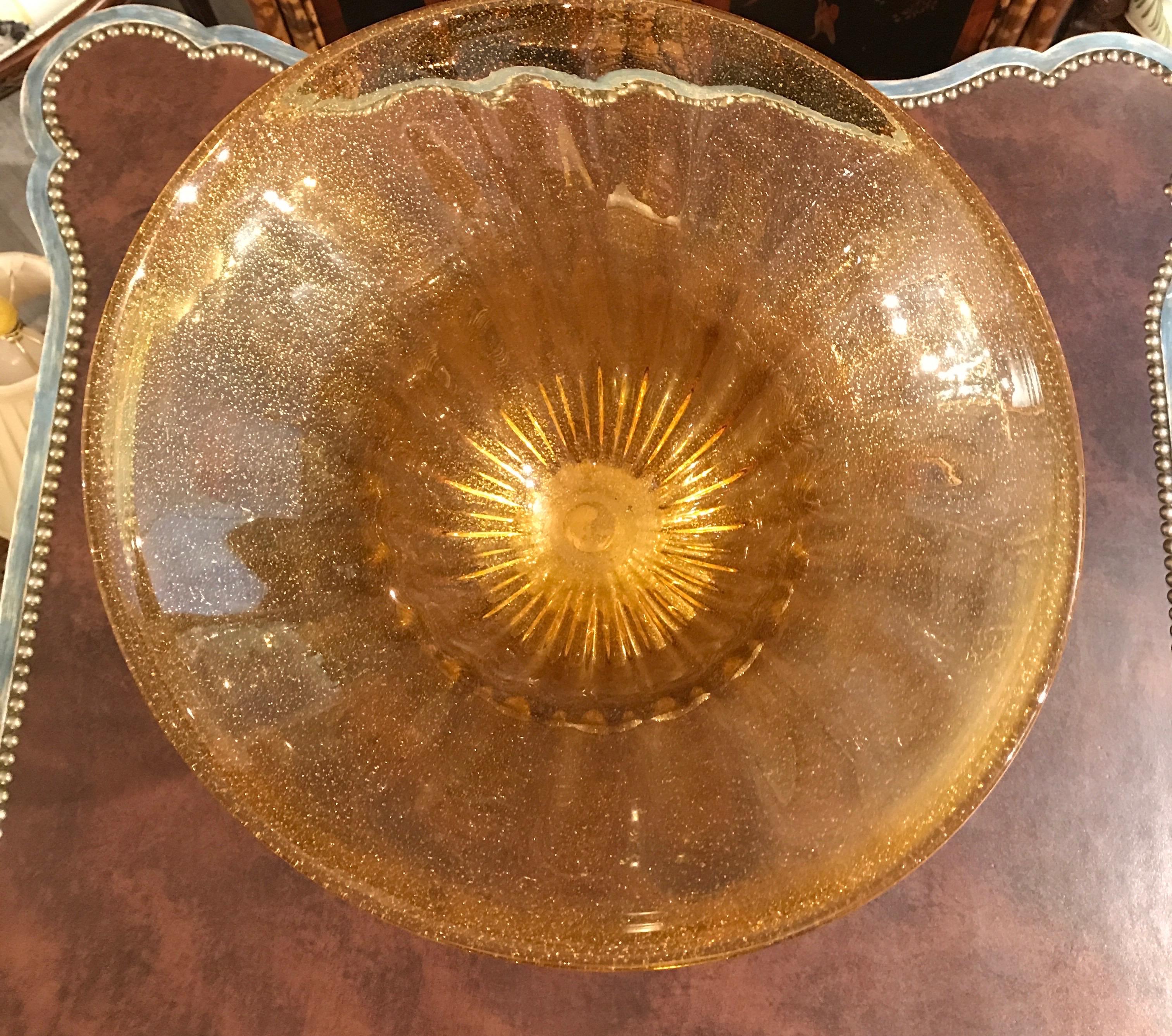 20th Century Murano Amber Centerpiece Bowl