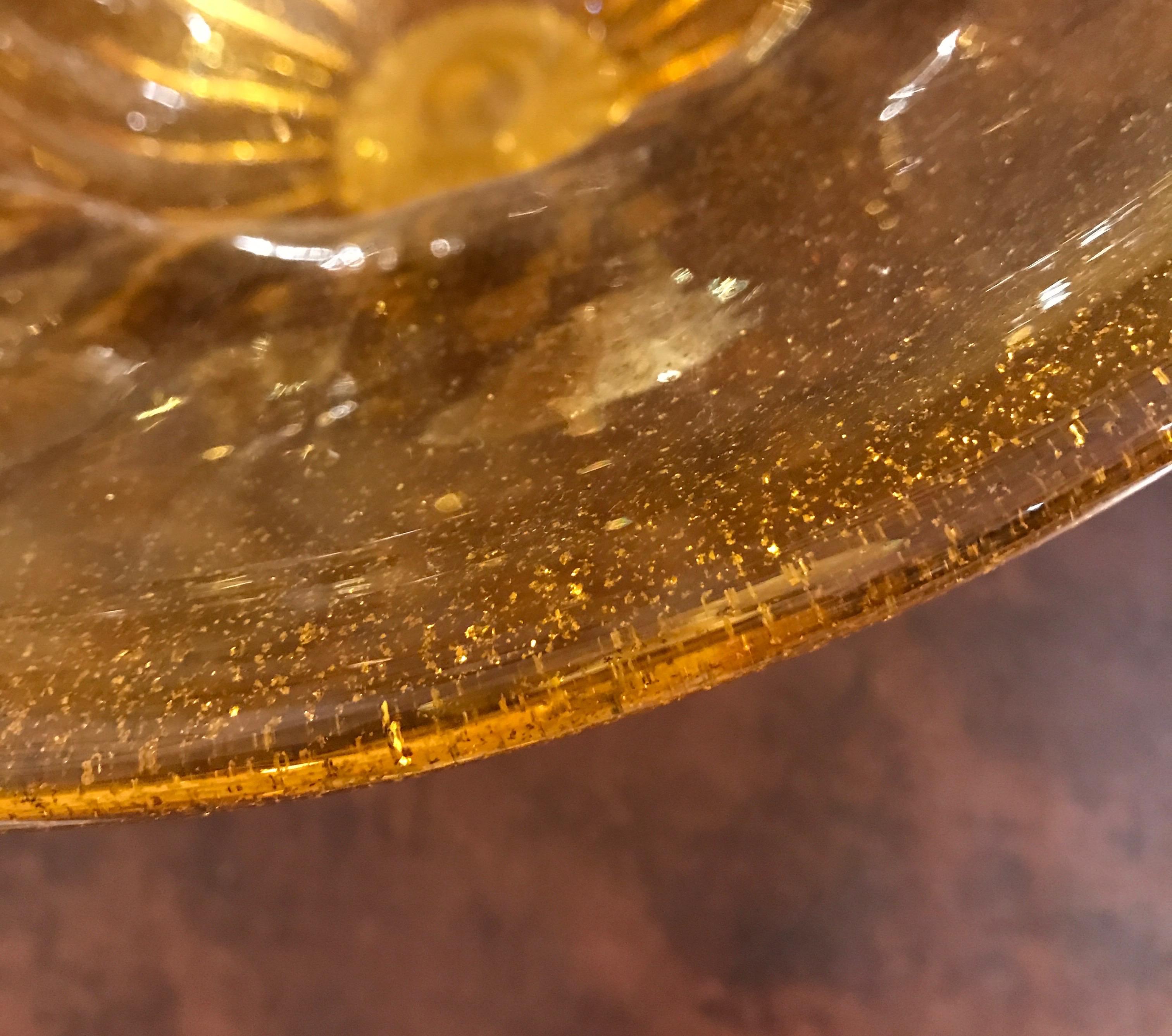 Glass Murano Amber Centerpiece Bowl