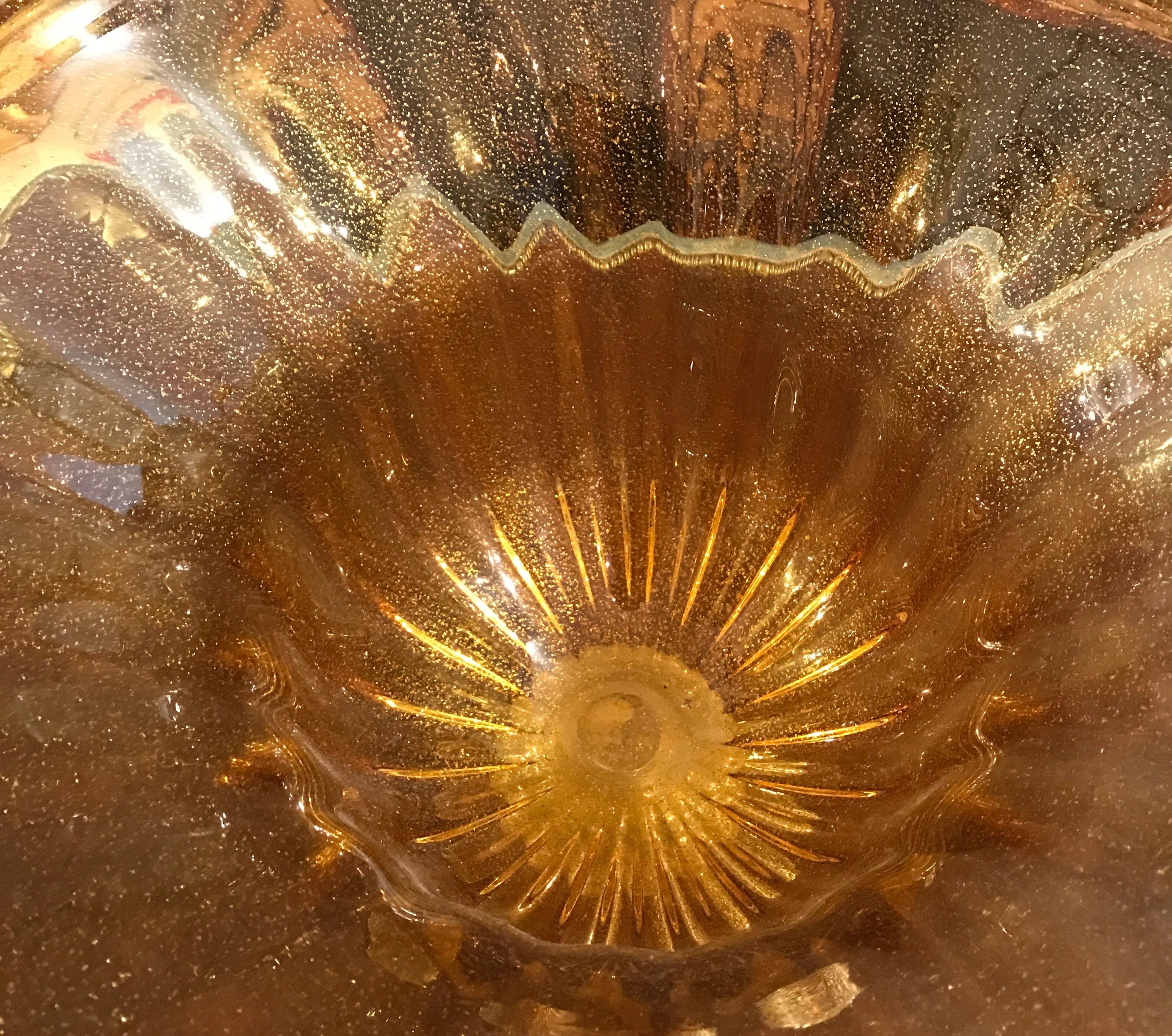 Murano Amber Centerpiece Bowl 1