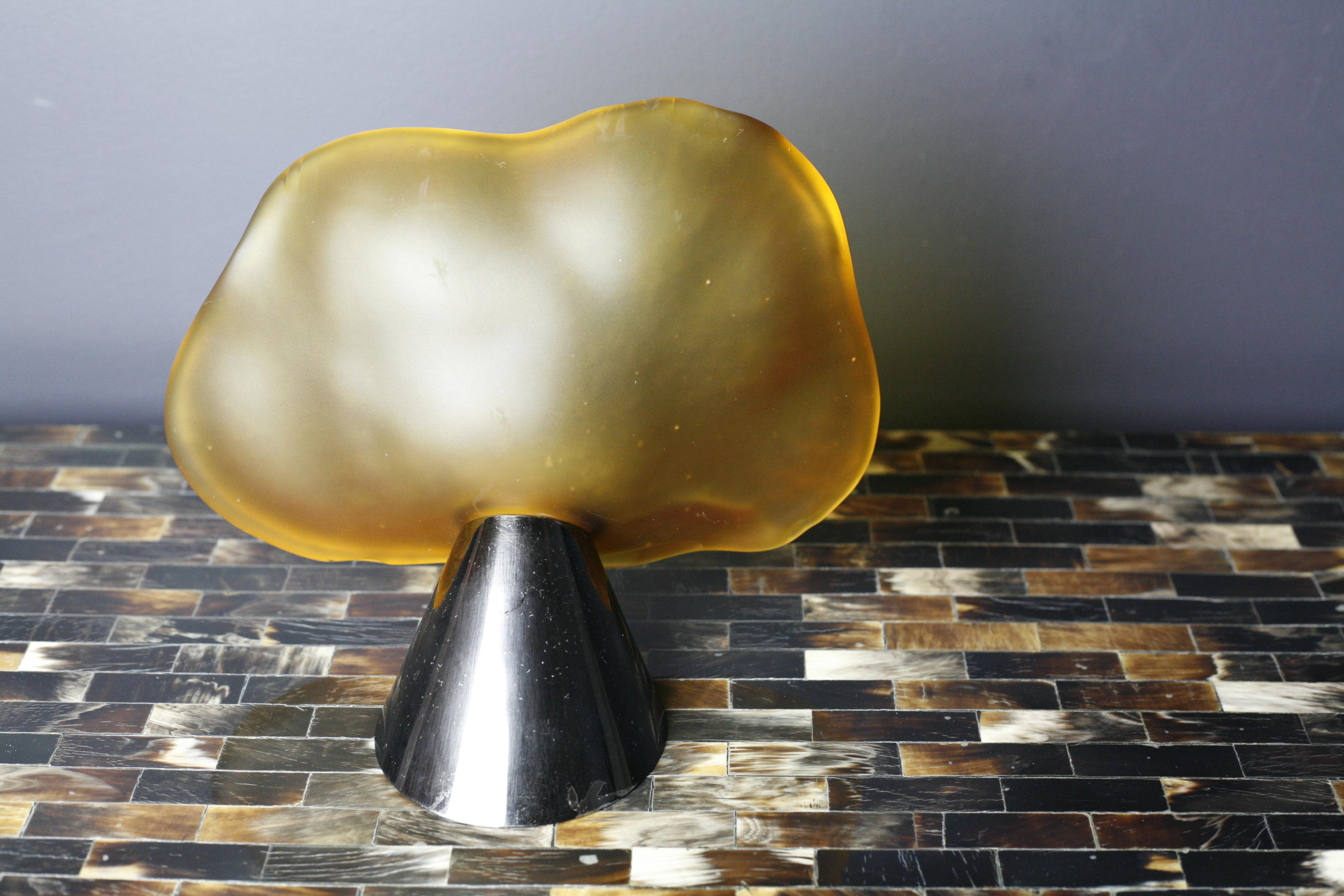 Art Glass Carlo Nason for Itre Amber Colored Organically Shaped Glass Sconces, Italy, 1980