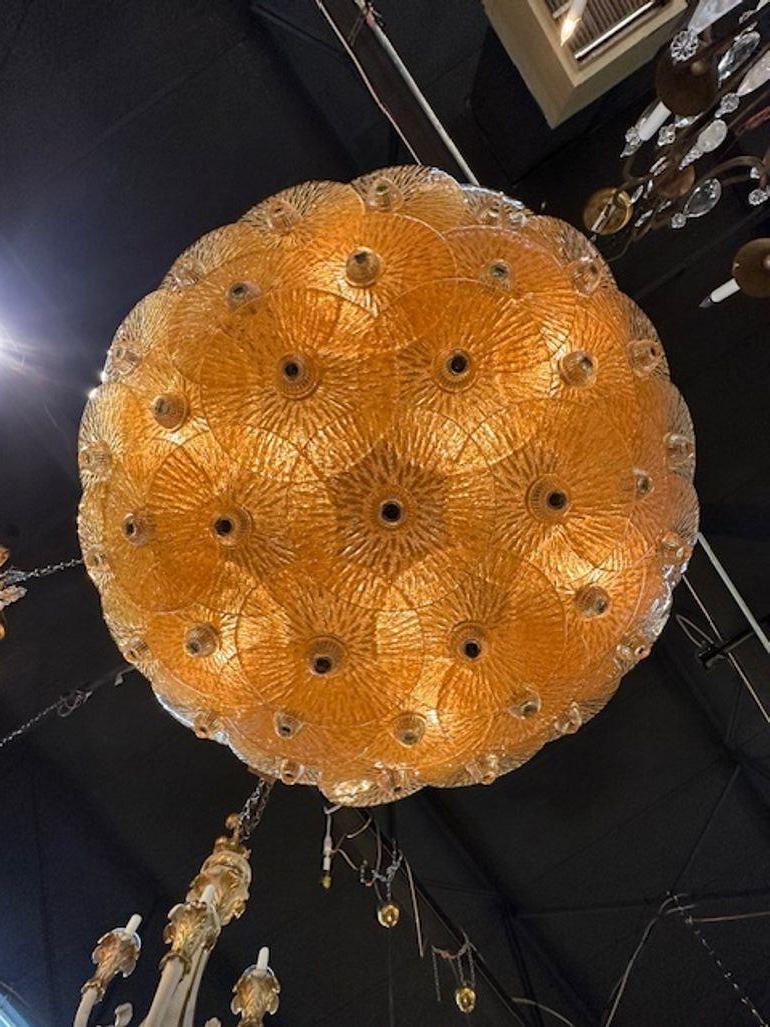 Vetro soffiato Lampada da incasso a disco in ambra di Murano in vendita