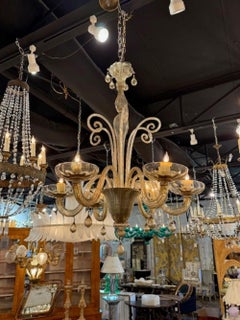 Murano Amber Glass 6-Arm Chandelier