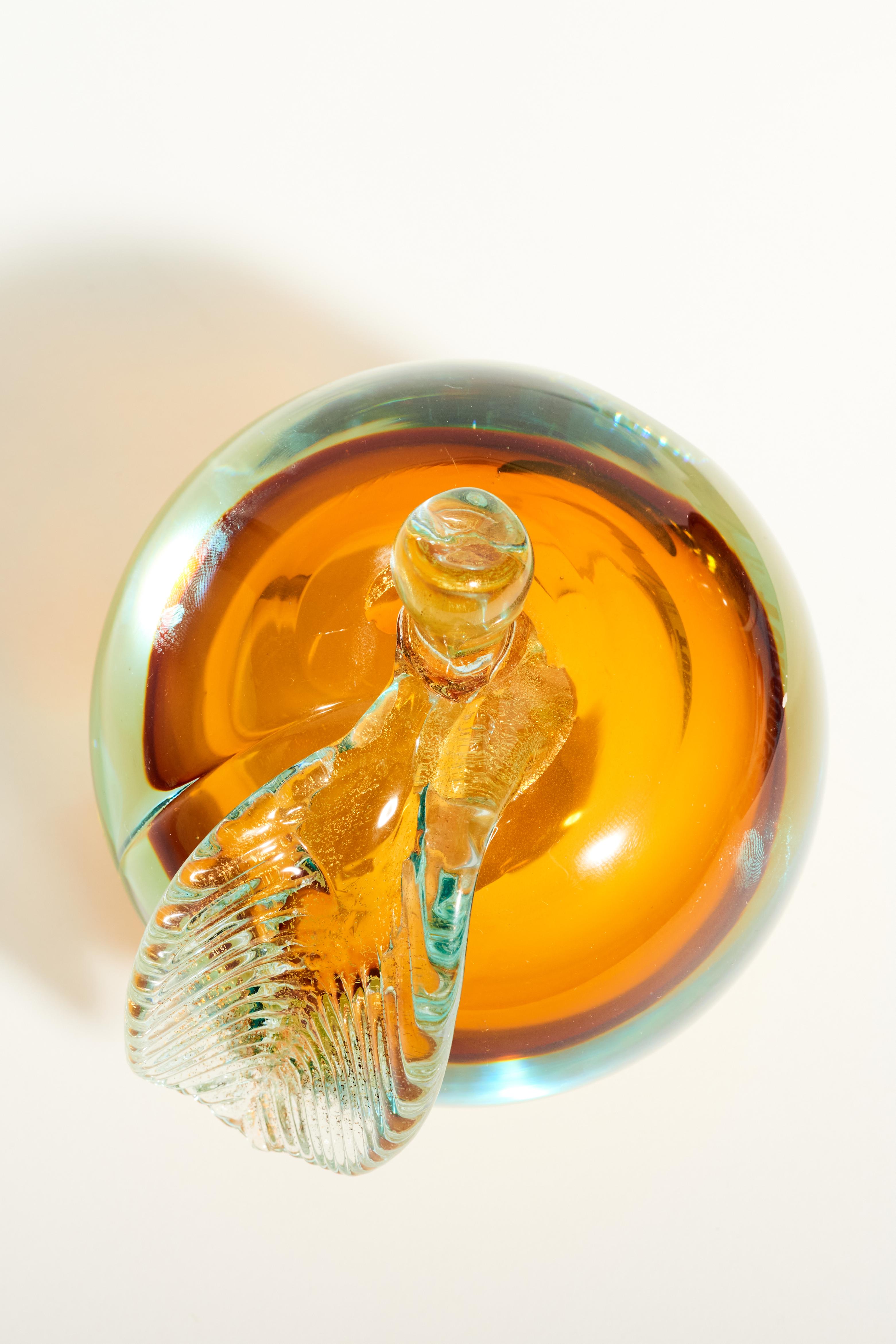 Mid-20th Century Murano Amber Glass Apple and Pear Bookends