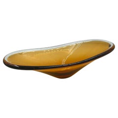 Murano Amber Glass Centerpiece Bowl, Italy, 1970s