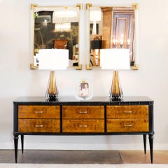 Murano Amber Glass Pair of Lamps